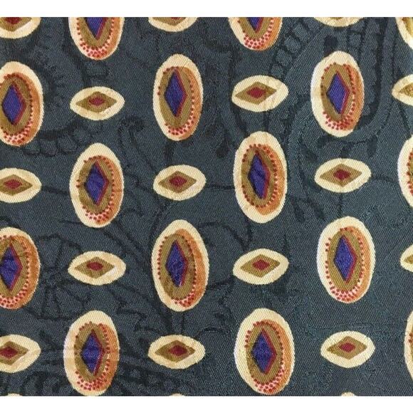 Ermenegildo Zegna silk olive geometric 55.25" x 3.75" designer tie ties necktie - Picture 2 of 10